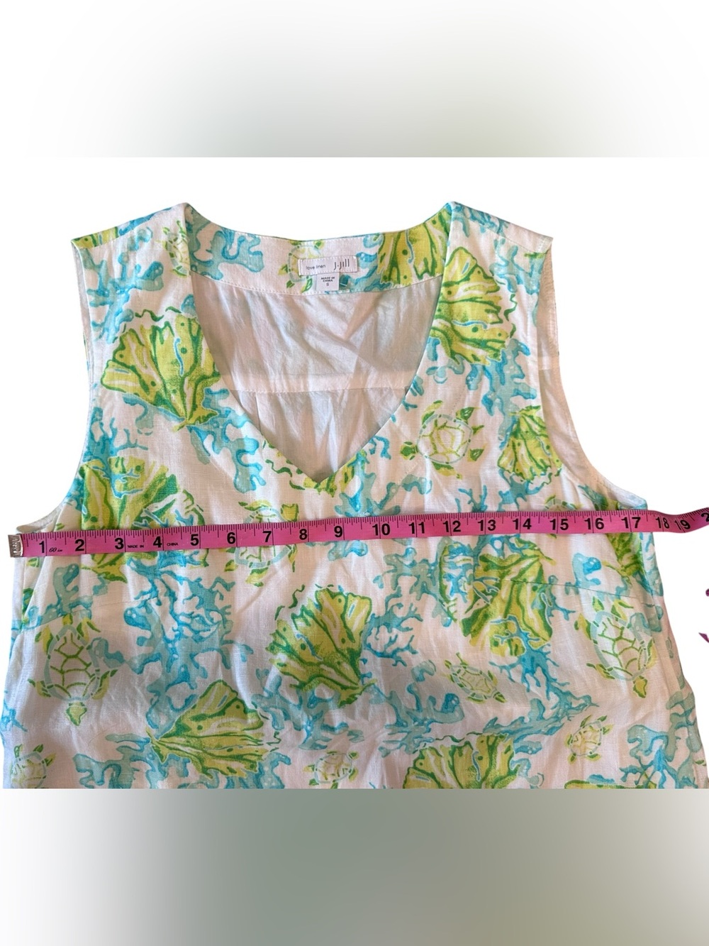 J.Jill J. Jill Ocean Turtle Reed Linen Shift Dress Size Small - Picture 5 of 8